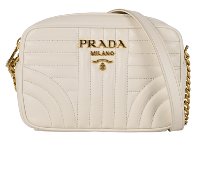 Diagramme Quilted Camera Bag, £640, Handbags, White, Leather, Front view